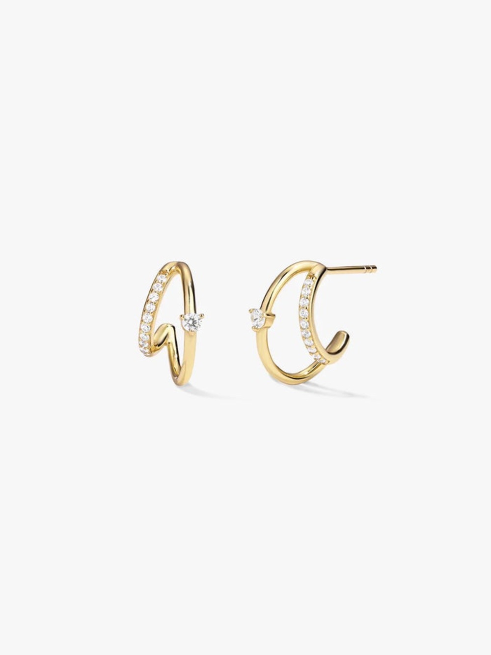 Gold Cubic Zirconia Zigzag Hoop Earrings